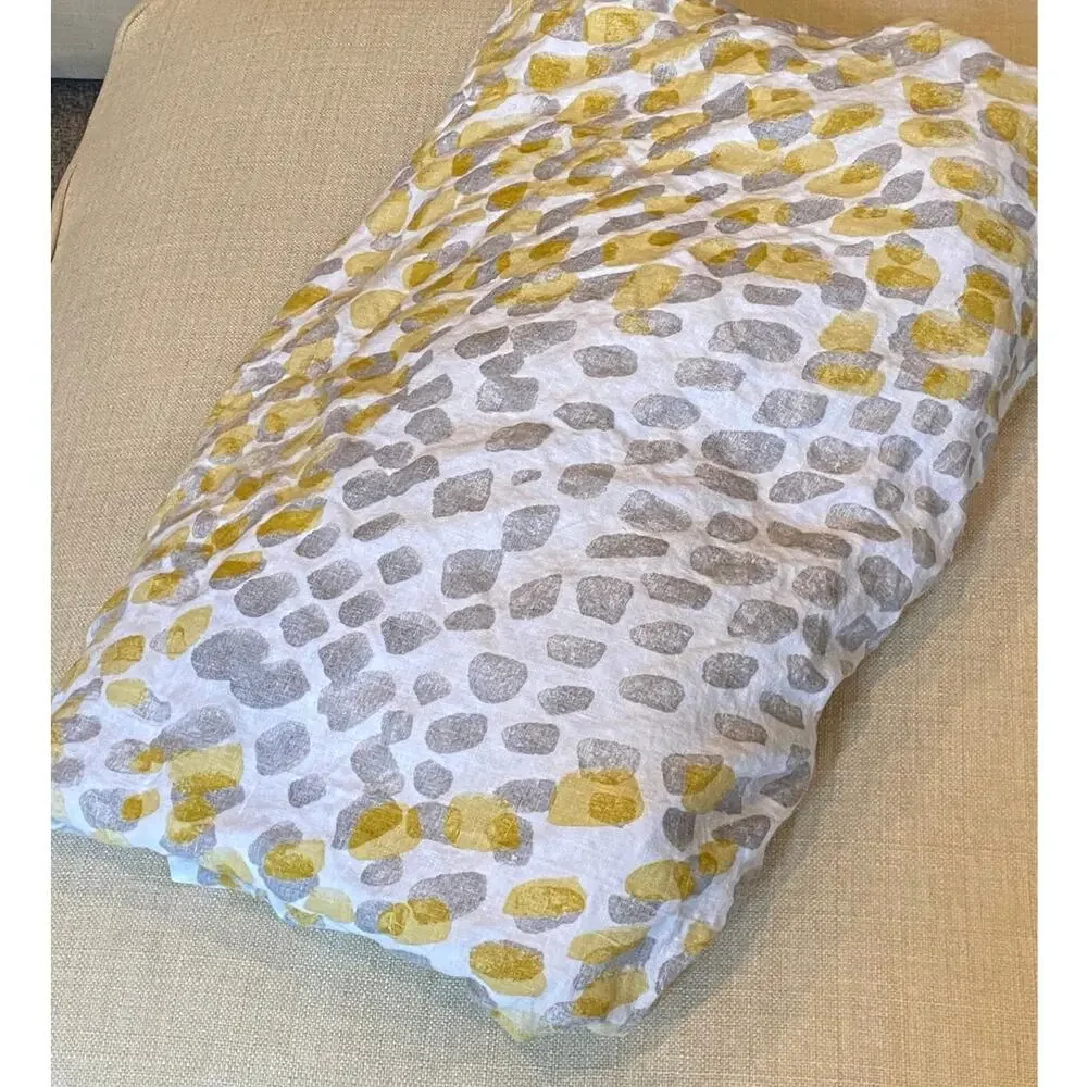 The Company Store 100% Linen Queen Fitted Sheet, Gray & Gold Abstract Cheetah